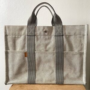 Hermes Beige and Black Tote Bag